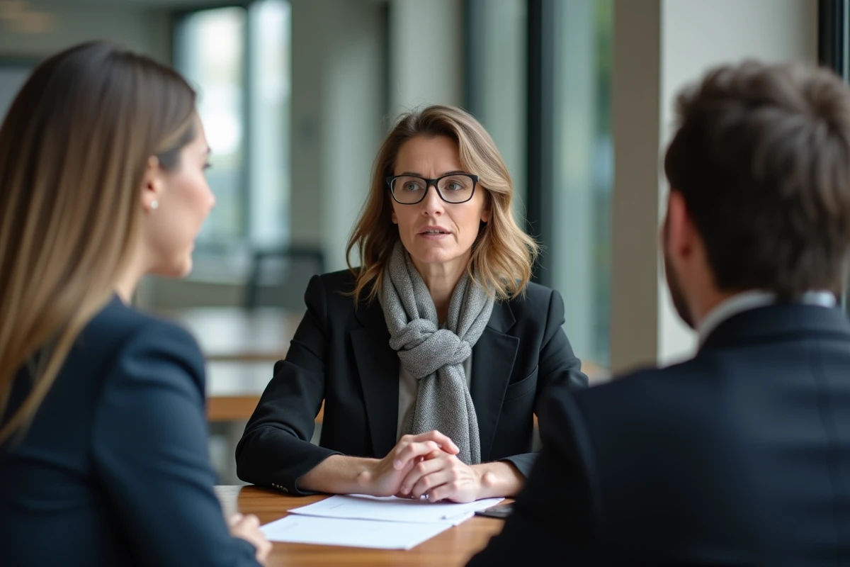 Avocate femme en discussion avec un client dans un espace de coworking