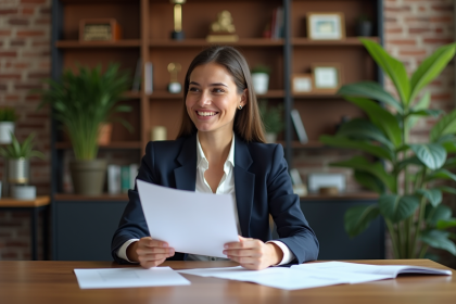 Femme entrepreneure confiante dans son bureau moderne