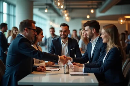 Groupe de professionnels lors d'un networking dynamique