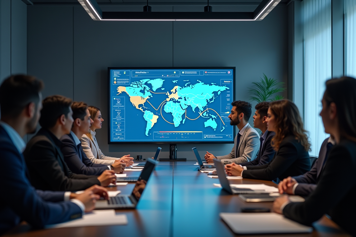 Équipe diverse en réunion discutant d